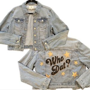 WHO DAT 🖤💛⚜️ Custom Denim Cropped Jacket